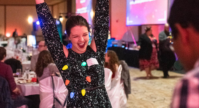 Women excited at LCS holiday party