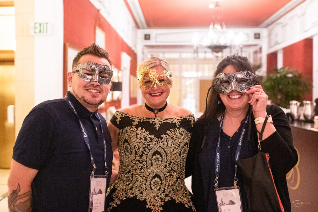 Brittany Christerson pictured with two customers at the RMUC.21 Opening Reception party