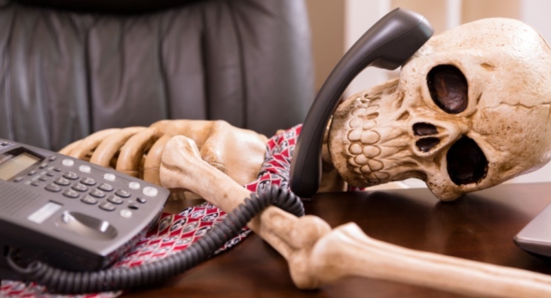 A Skeleton Waiting on Hold on the Phone NDT