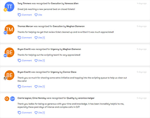 Screenshot of LCS Employee Recognition on FOND