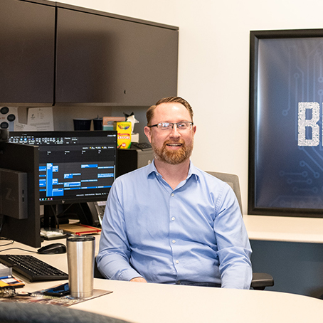 LCS employee Joe Easton in the office