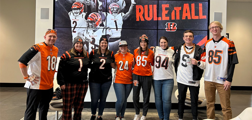 LCS employees in their Bengals fan contest gear