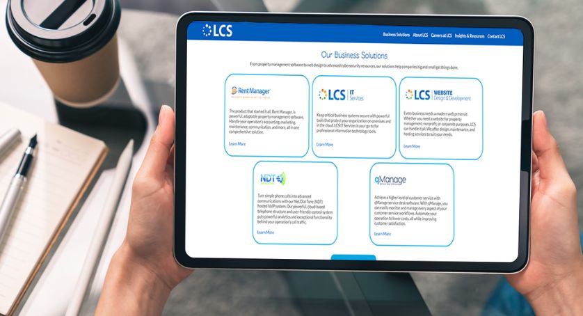 A person viewing the LCS website on a tablet