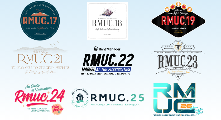 Past Rent Manager User Conference branding and logos.